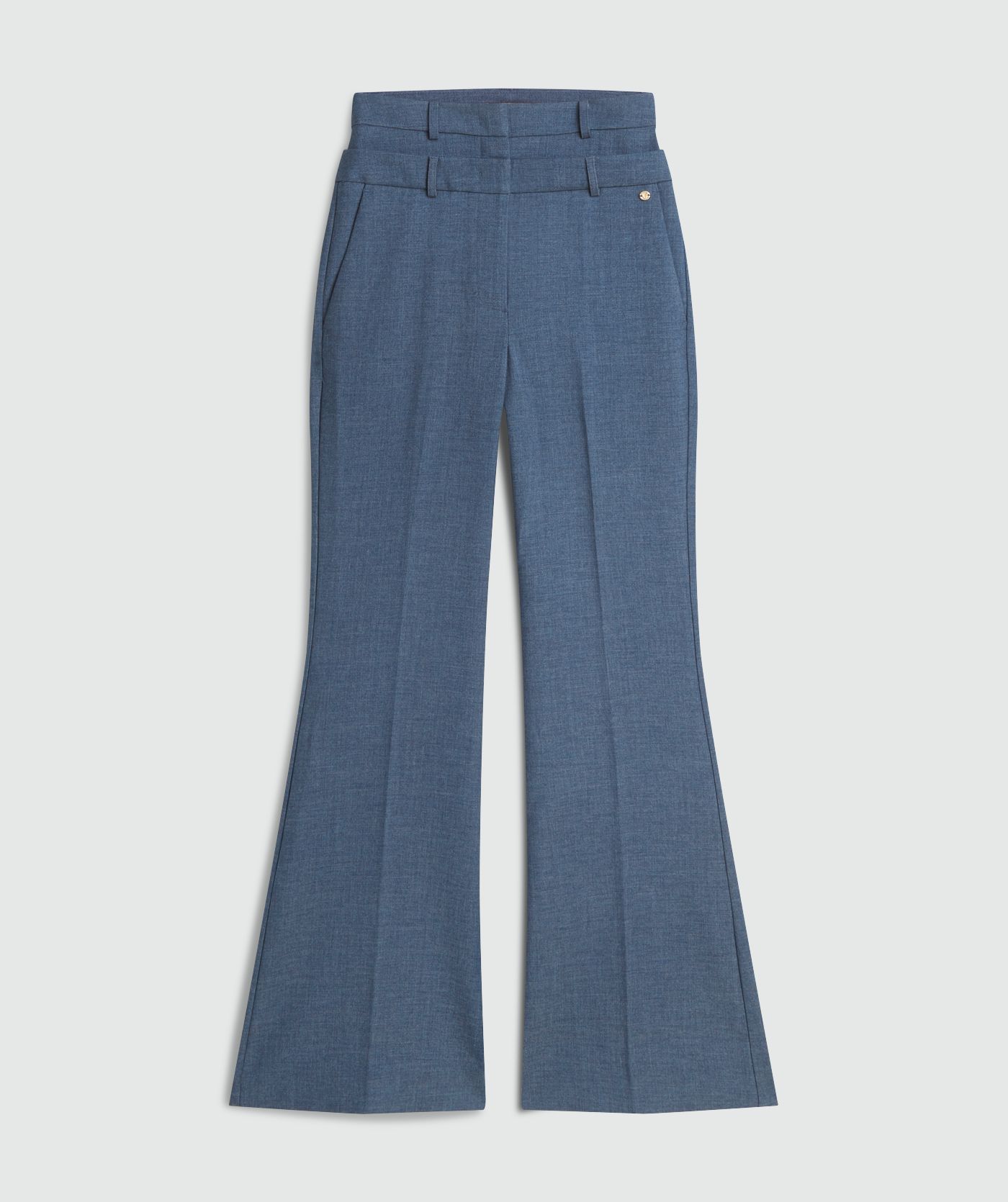 Calças Largas de Cintura Alta LIORA Azul Chambray - Josh V