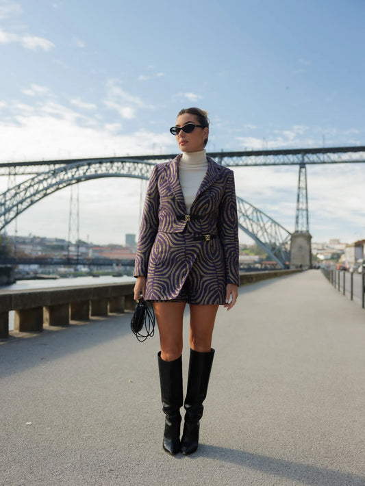 Short Jacquard Blazer with Alamar Detail - Scripta