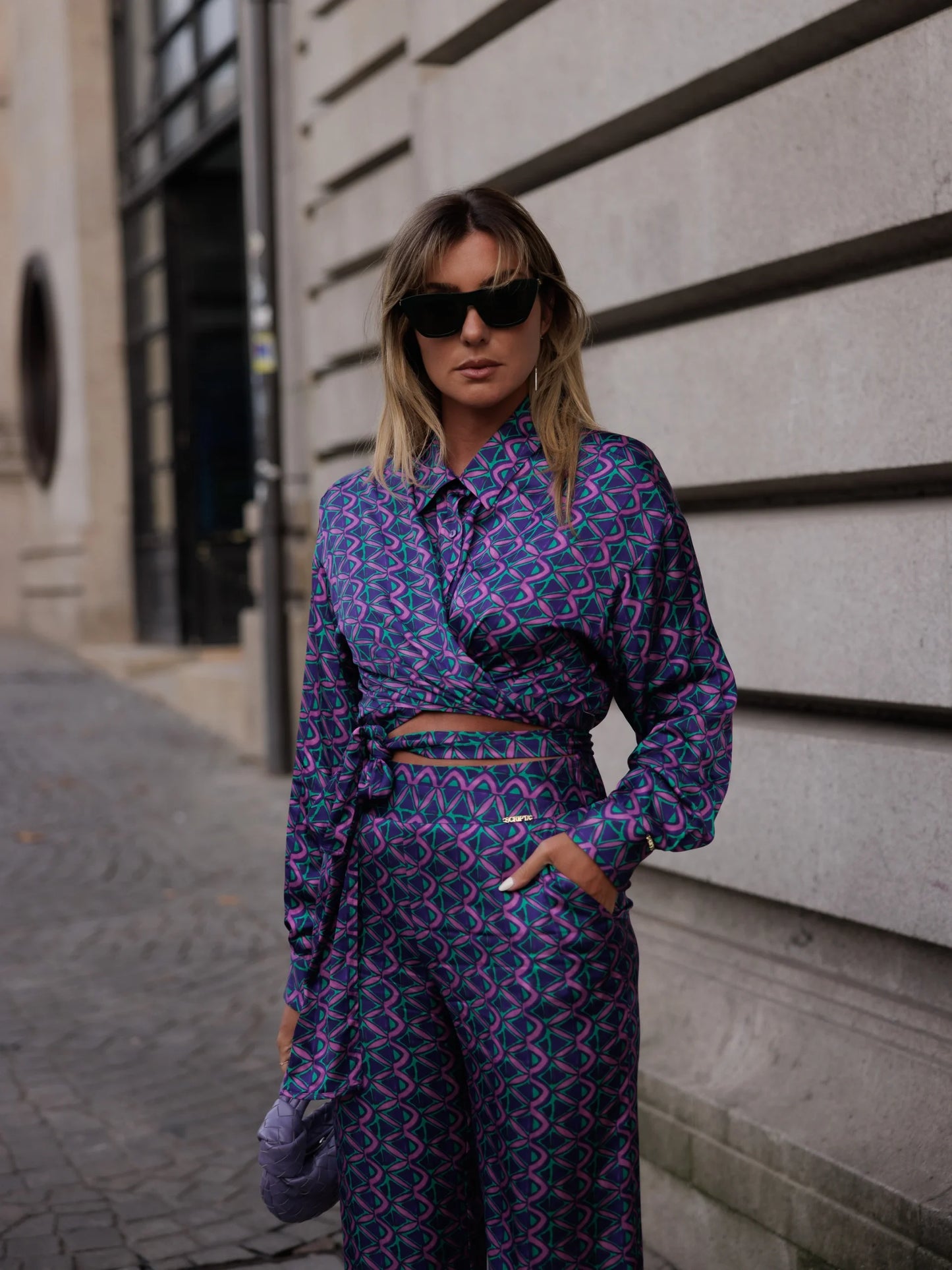 Printed Blouse with Knot Detail - Scripta