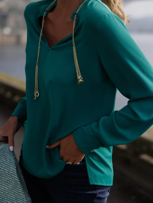 Plain Blouse with Chain Detail - Scripta