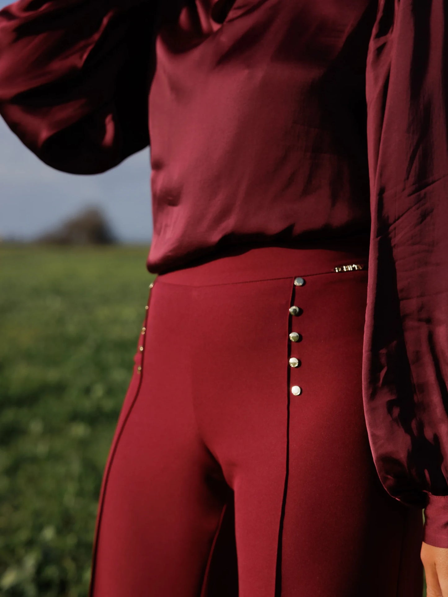 Straight Cut Trousers with Rivet Detail - Scripta