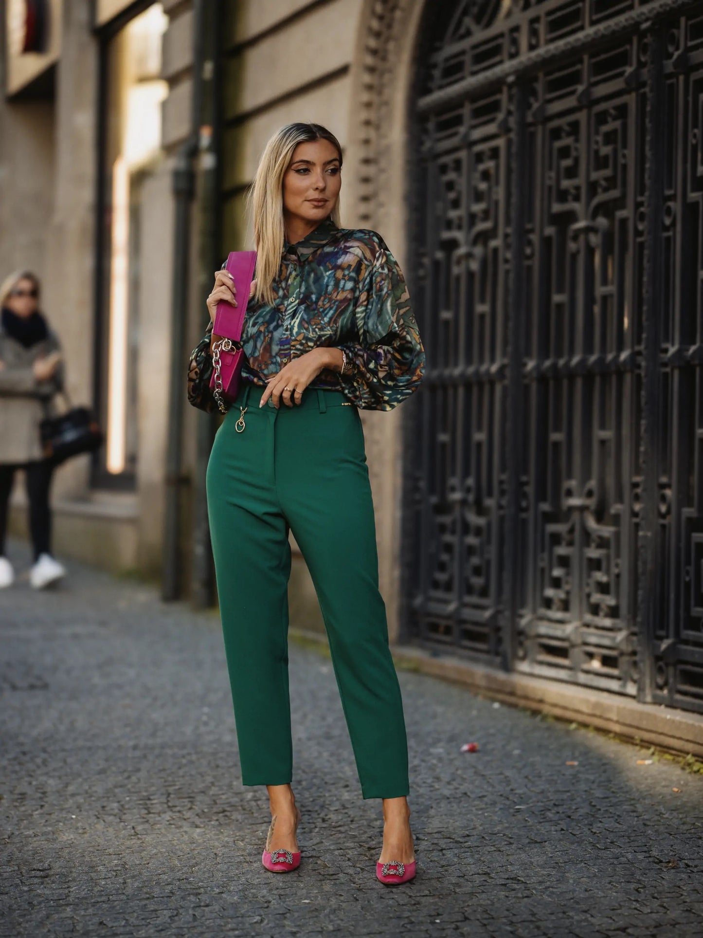 Pantalon Coupe Ample Avec Détail Doré - Scripta