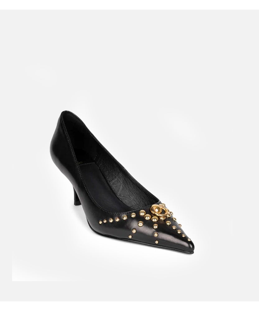 Sapato Salto Médio Tempting Black Gold - Jeffrey Campbell