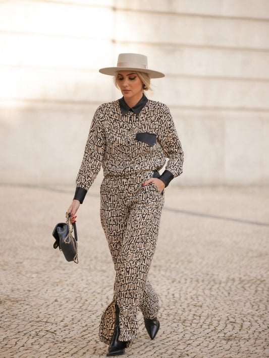 PRINTED STRAIGHT CUT TROUSERS - Scripta