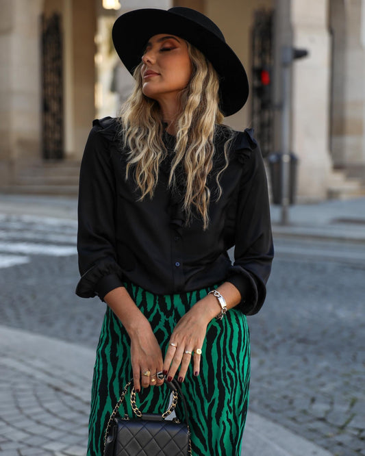 <transcy>Chemise noire à volants - Scripta</transcy>
