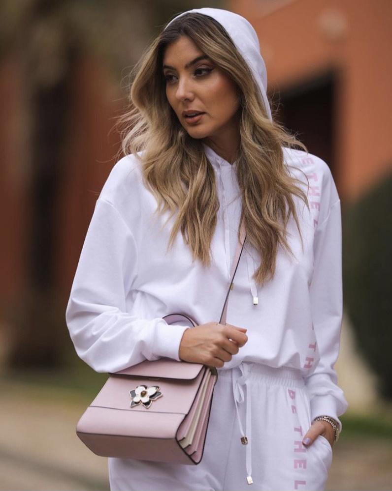 Sweat blanc à capuche - Scripta