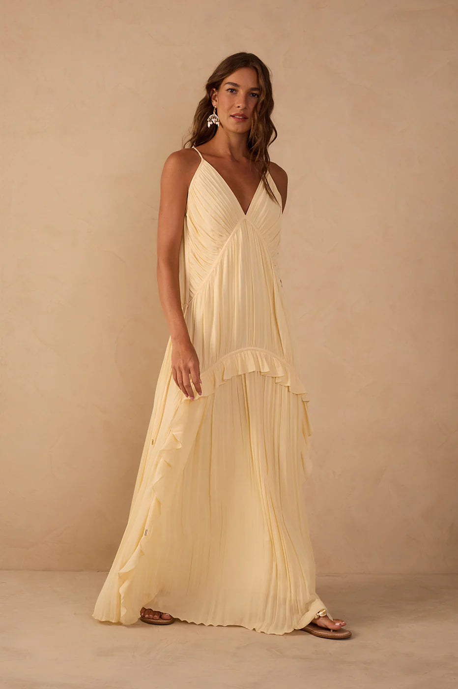 Vestido Longo Plissado com Drapeado – Dress To