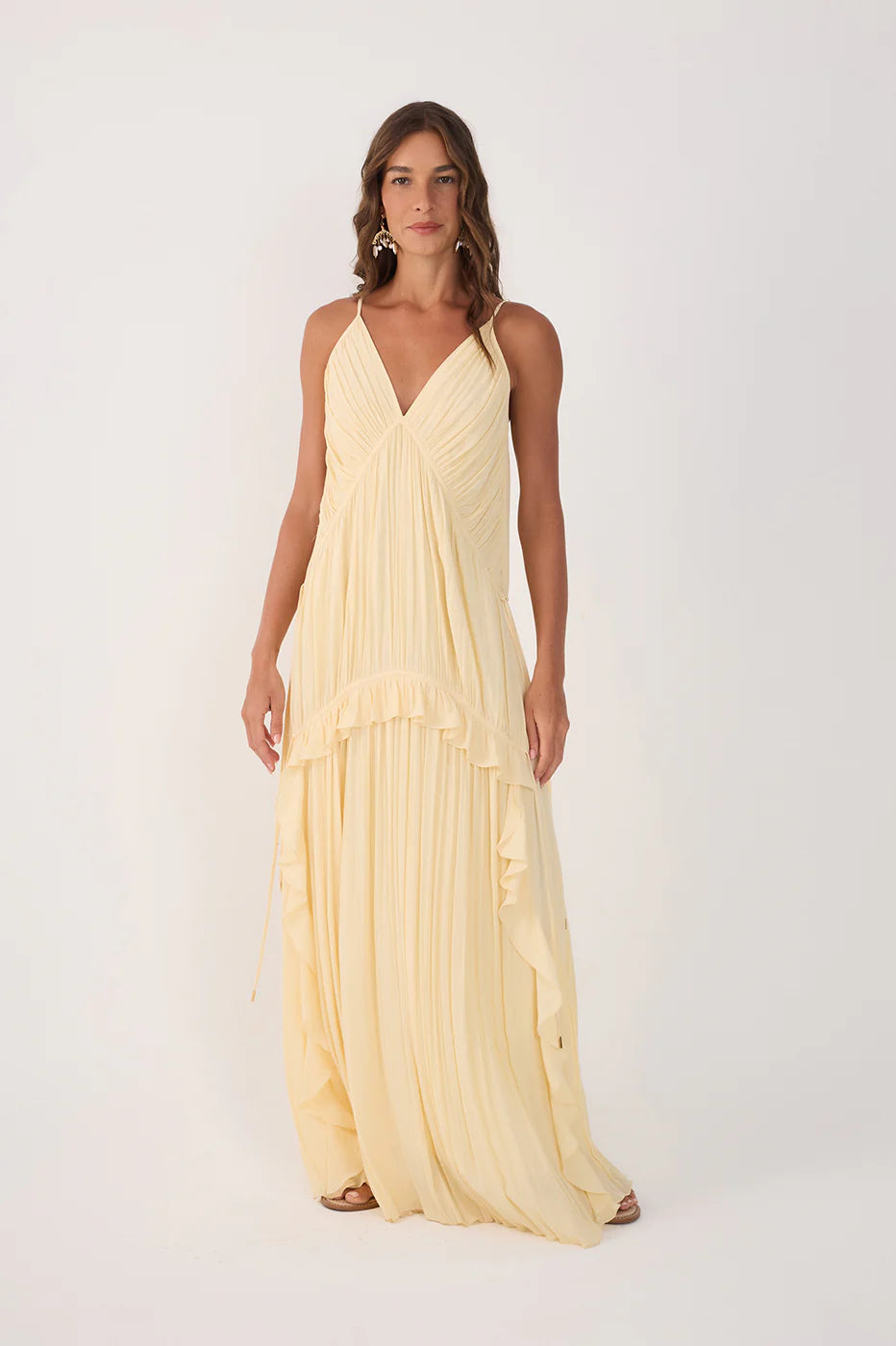 Vestido Longo Plissado com Drapeado – Dress To