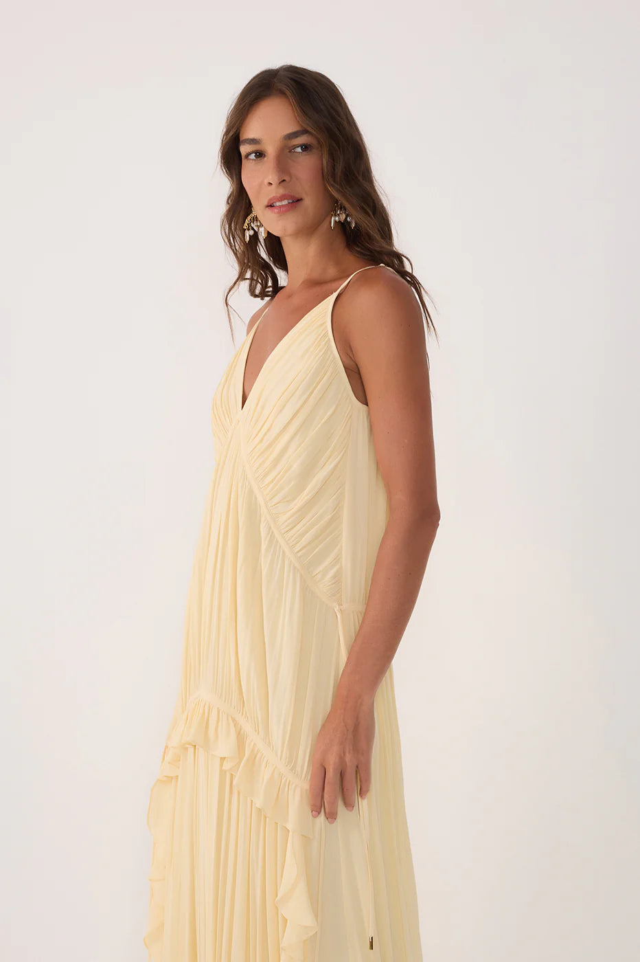 Vestido Longo Plissado com Drapeado – Dress To
