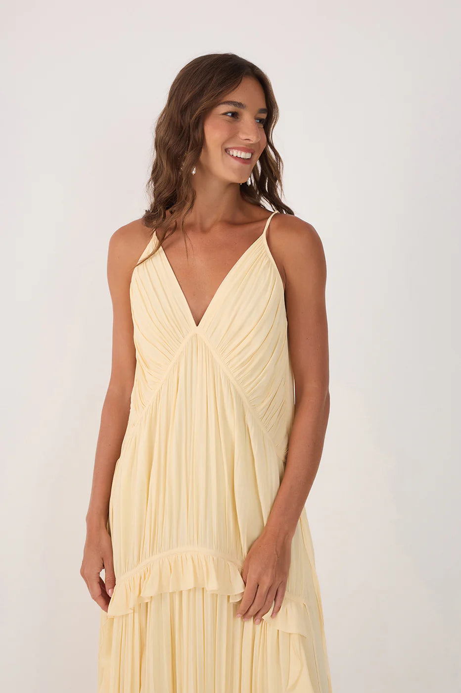 Vestido Longo Plissado com Drapeado – Dress To