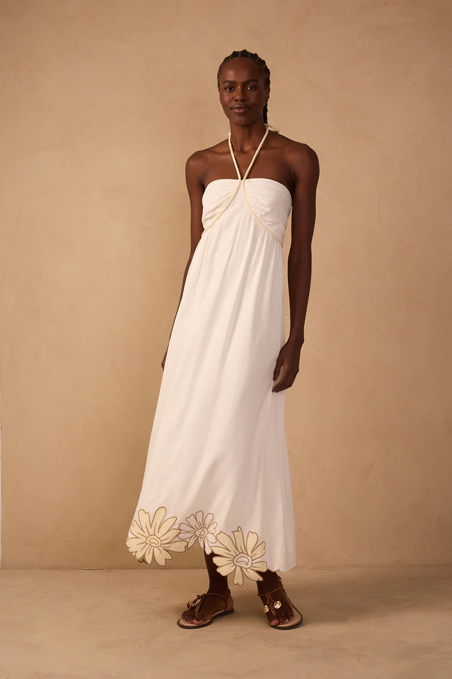 Vestido Cropped em Linho Bordado Off-White – Dress To