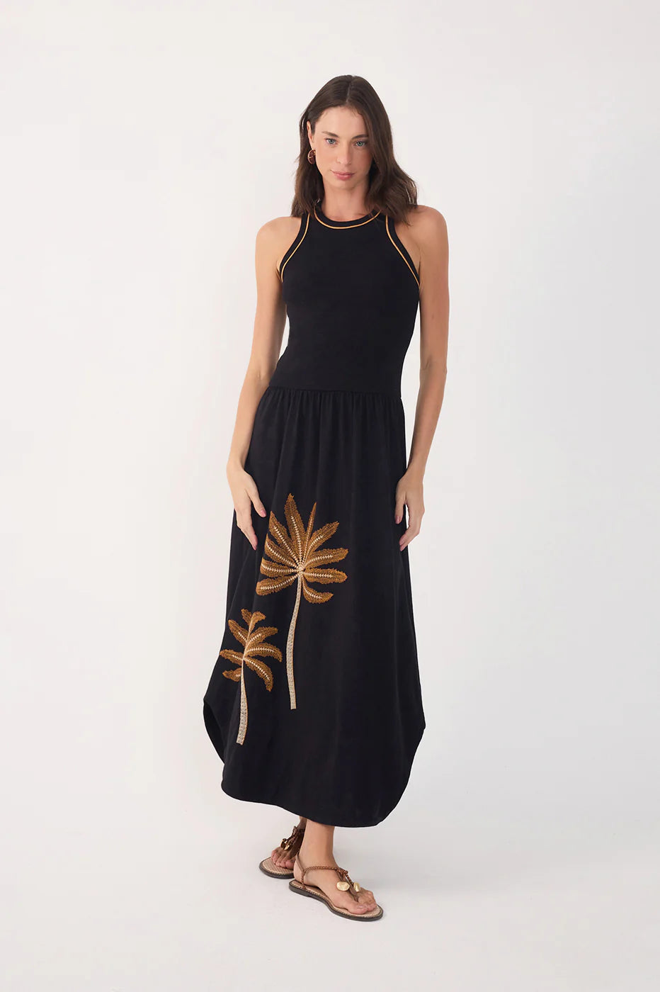 Vestido Maxi Coqueiros Bordado Preto- Dress To