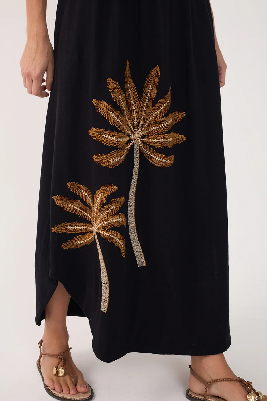 Vestido Maxi Coqueiros Bordado Preto- Dress To