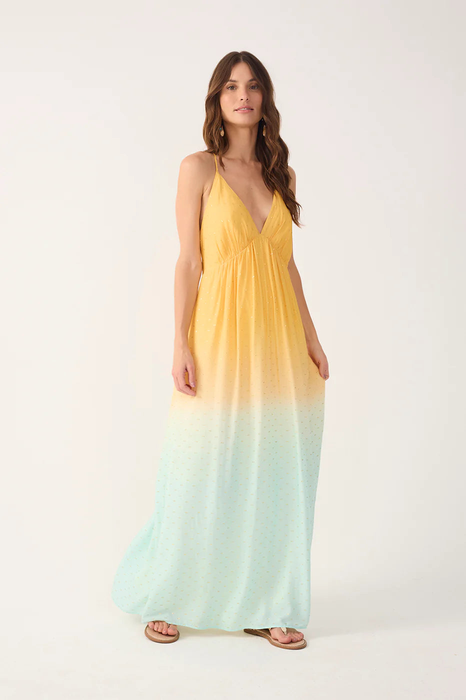 Vestido Bicolor Nascente Decote V Lurex - Dress To