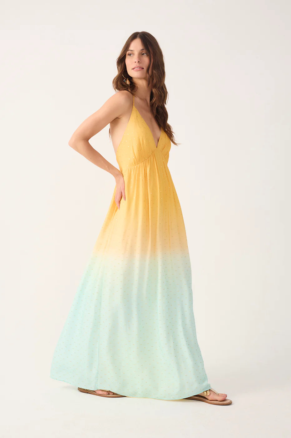 Vestido Bicolor Nascente Decote V Lurex - Dress To