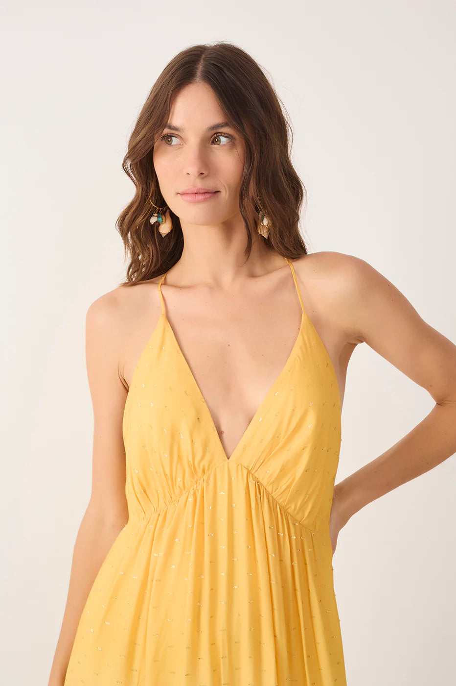 Vestido Bicolor Nascente Decote V Lurex - Dress To