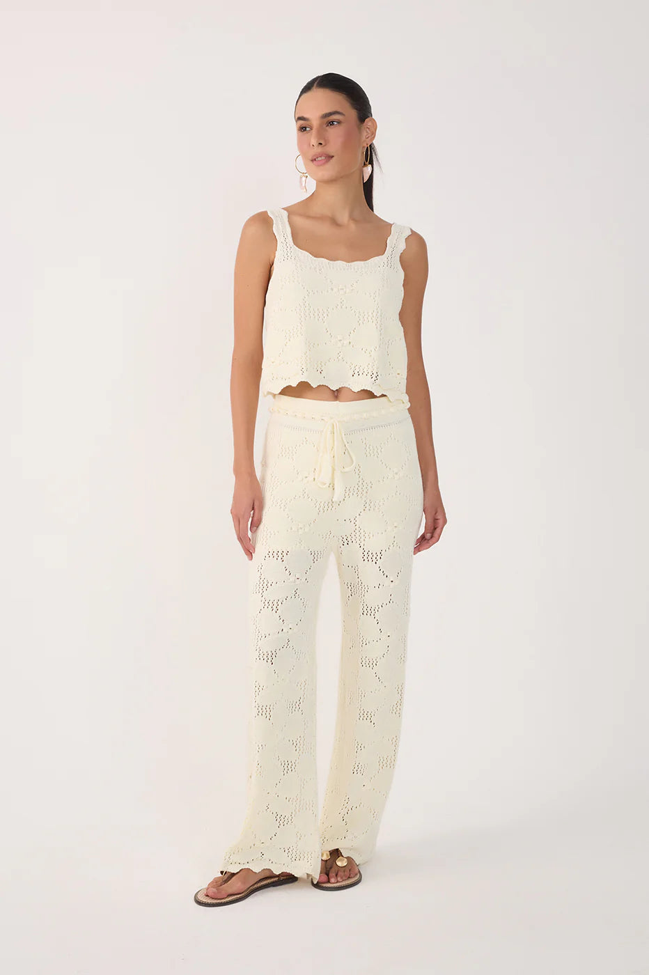 Calça Tricot Calmaria Bege Concha – Dress To