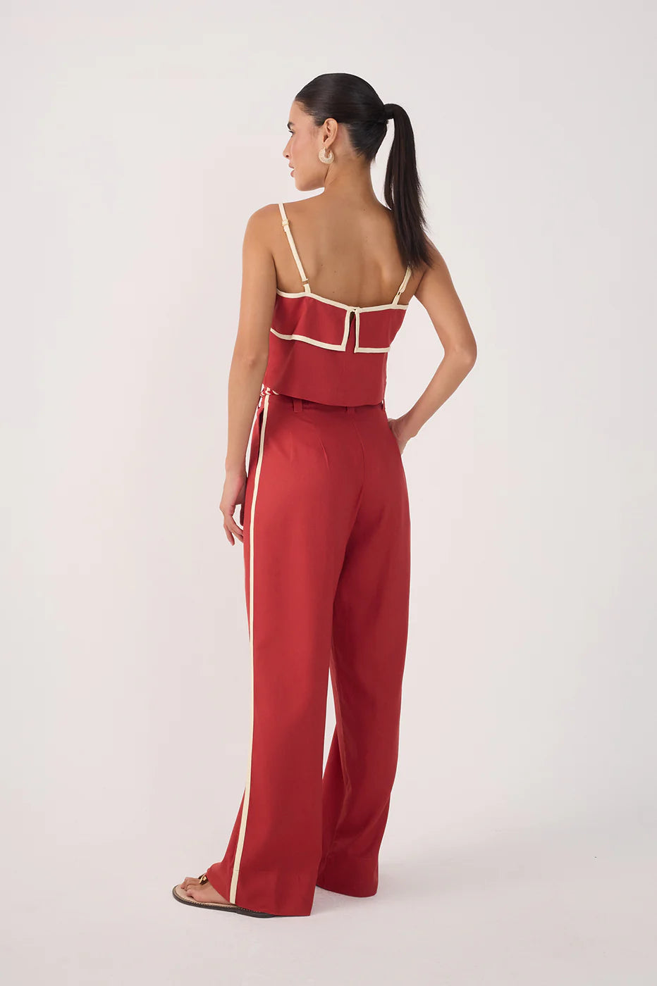 Calças de Linho com Cinto de Corda Vermelha – Dress To