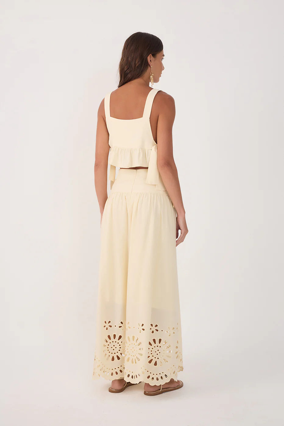 Saia Midi de Algodão Bordado Bege Concha – Dress To