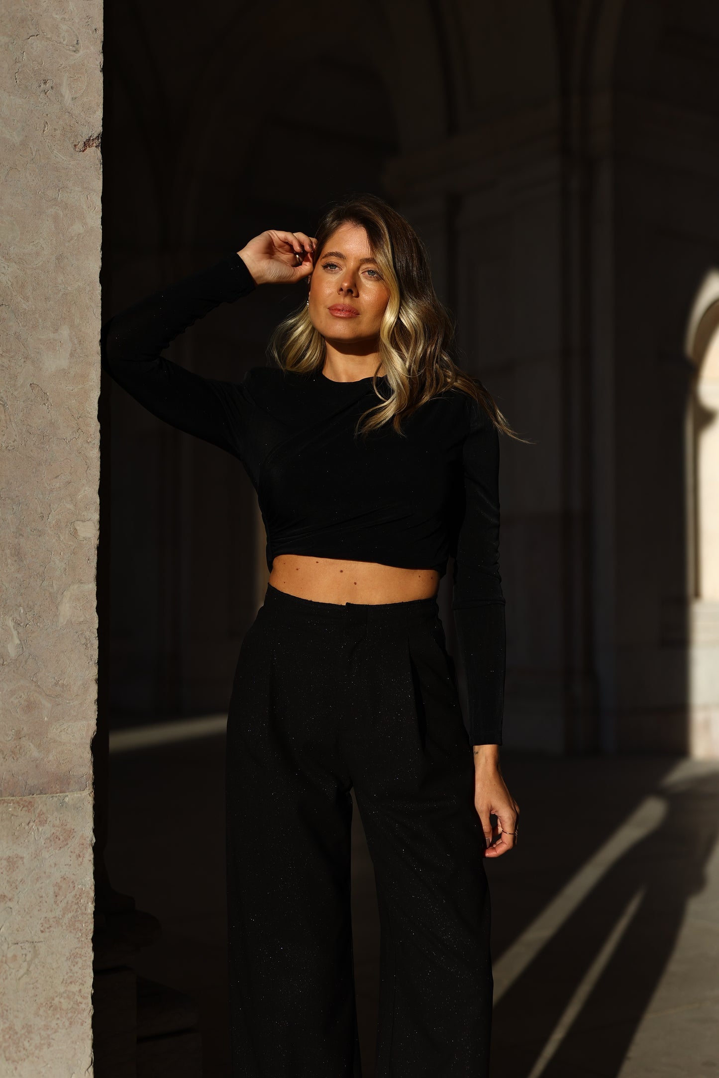 Top Cropped Drapeado Com Brilho – Eleh