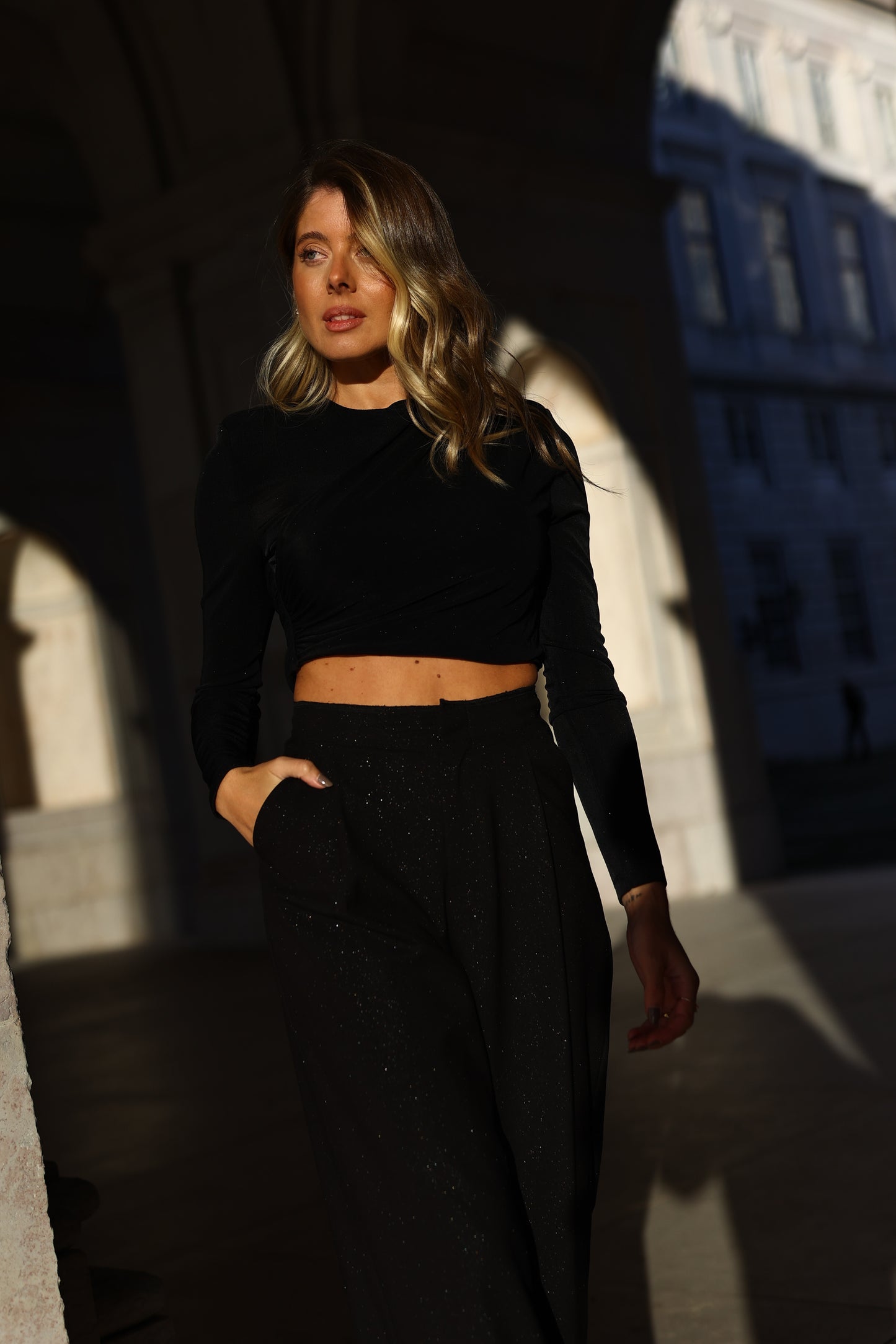 Top Cropped Drapeado Com Brilho – Eleh