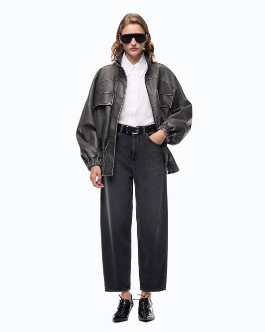 Jeans Balloon Fit com Aplicações Efeito Pele – Pinko - Preto