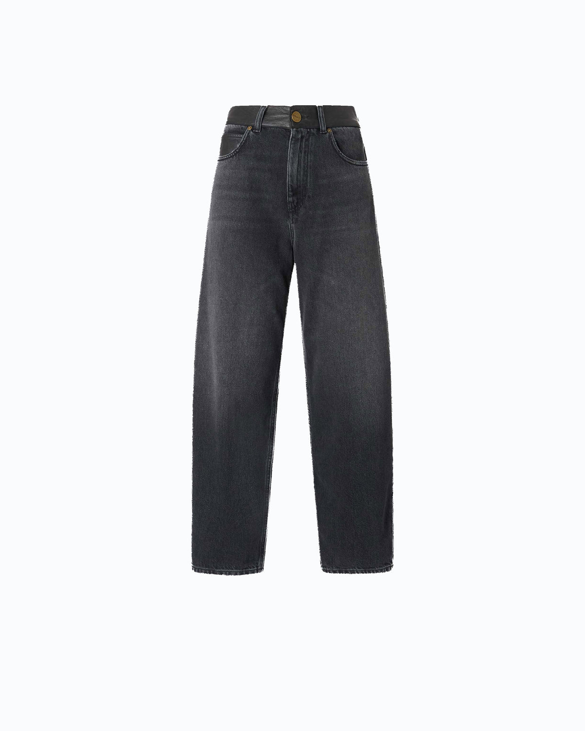 Jeans Balloon Fit com Aplicações Efeito Pele – Pinko - Preto