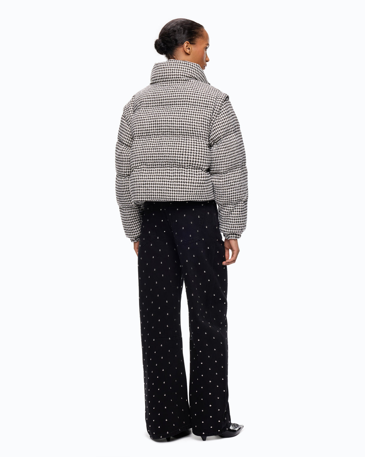 Blusão Acolchoado em Tweed com Mangas Removíveis - Pinko