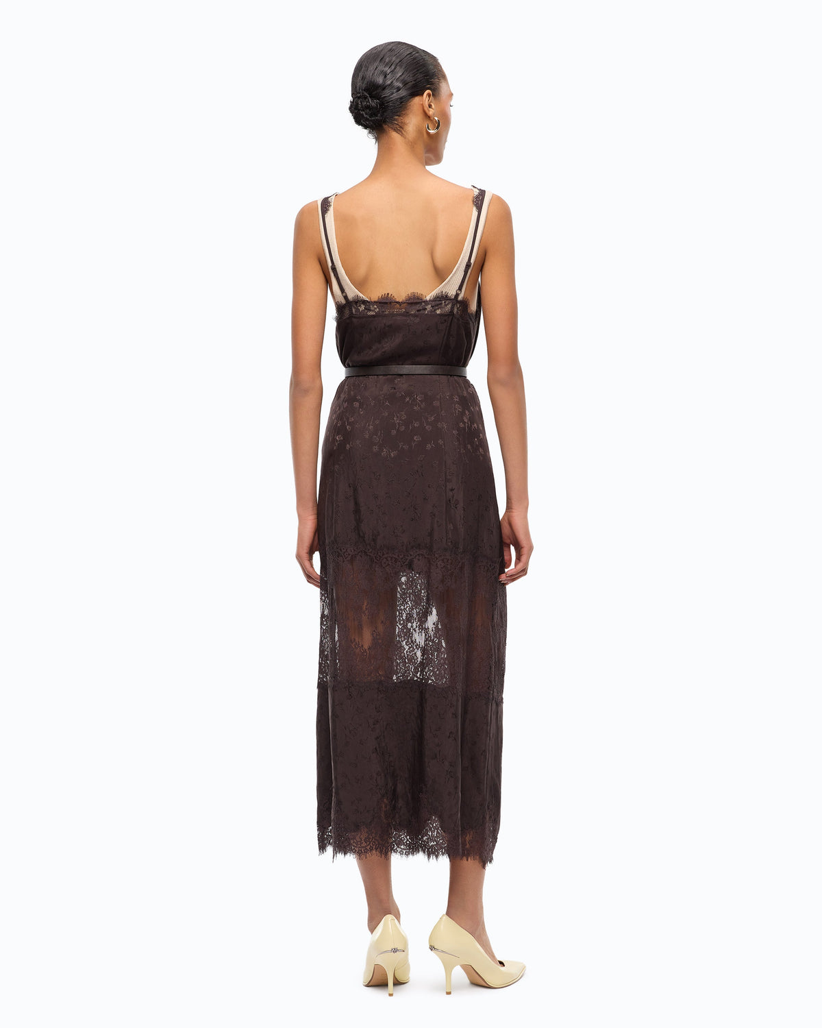 Vestido Midi Lingerie com Renda - Pinko