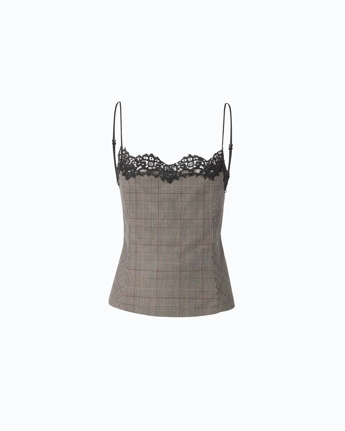Top Xadrez com Renda – Pinko - Bege/Bordeaux/Preto