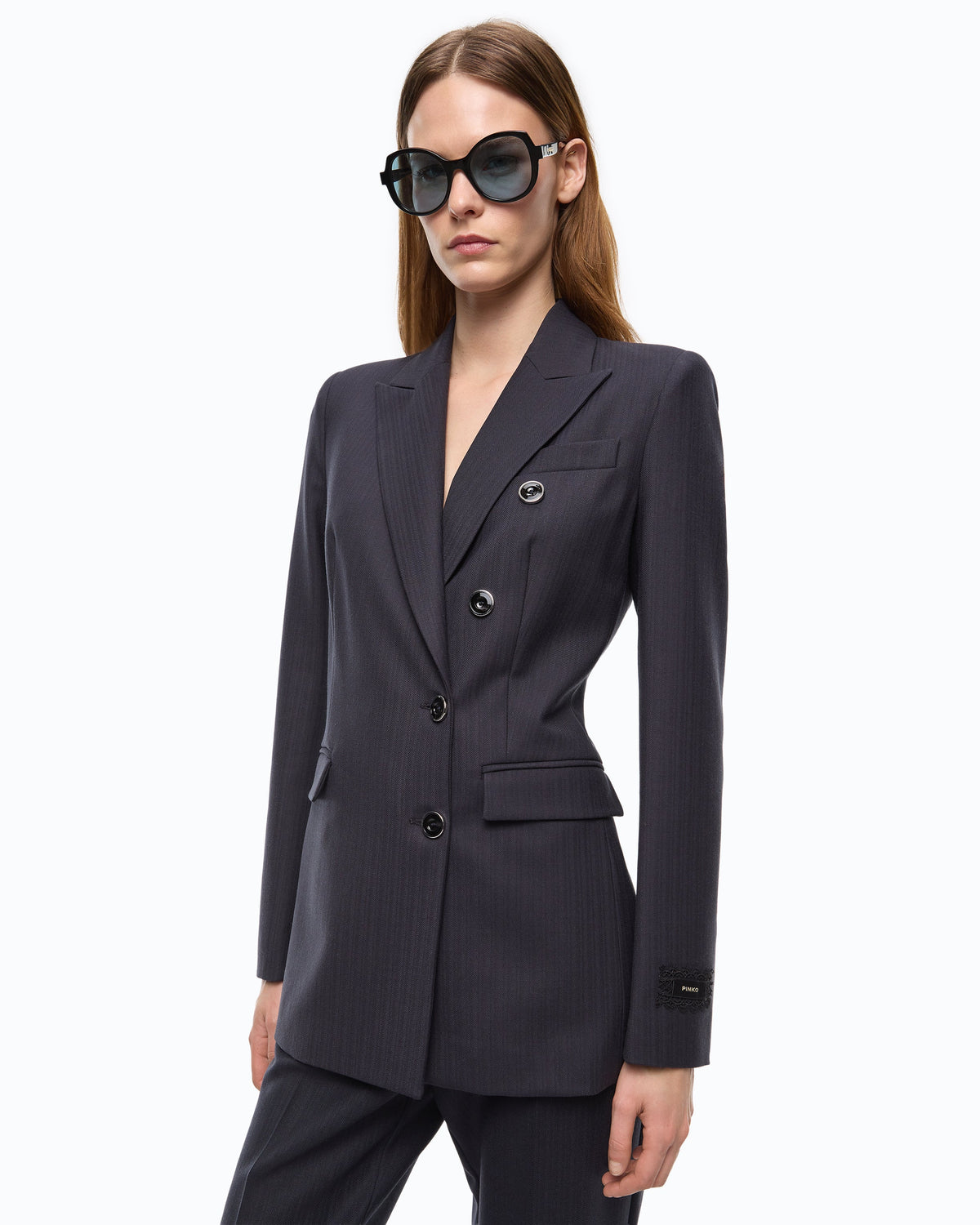 Blazer Trespassado Slim Fit em Lã - Pinko