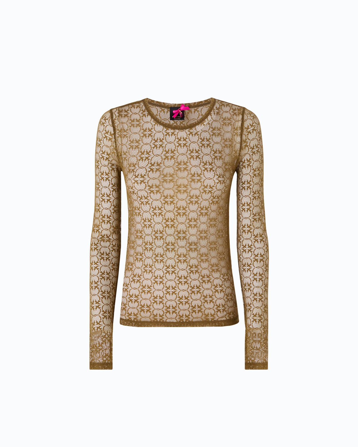 Camisola em Renda Stretch Love Birds – Pinko - Verde-azeitona Escuro