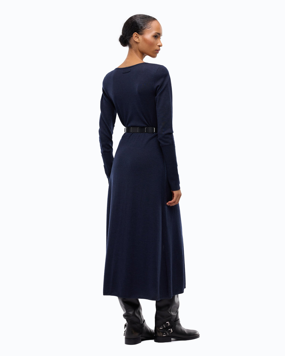 Vestido Midi em Lã com Detalhes de Renda – Pinko - Azul-marinho Profundo