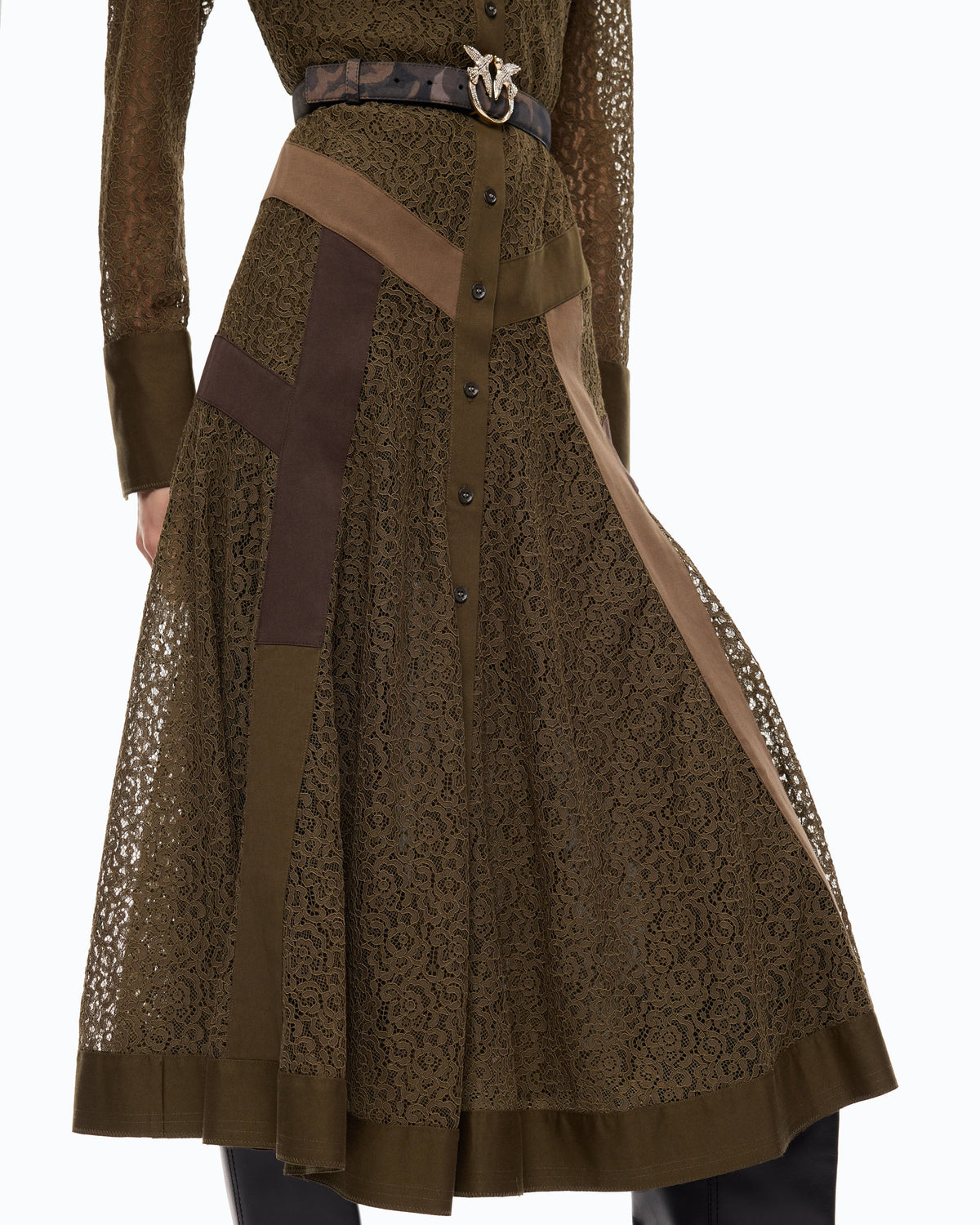 Vestido-Camisa Midi em Renda - Pinko