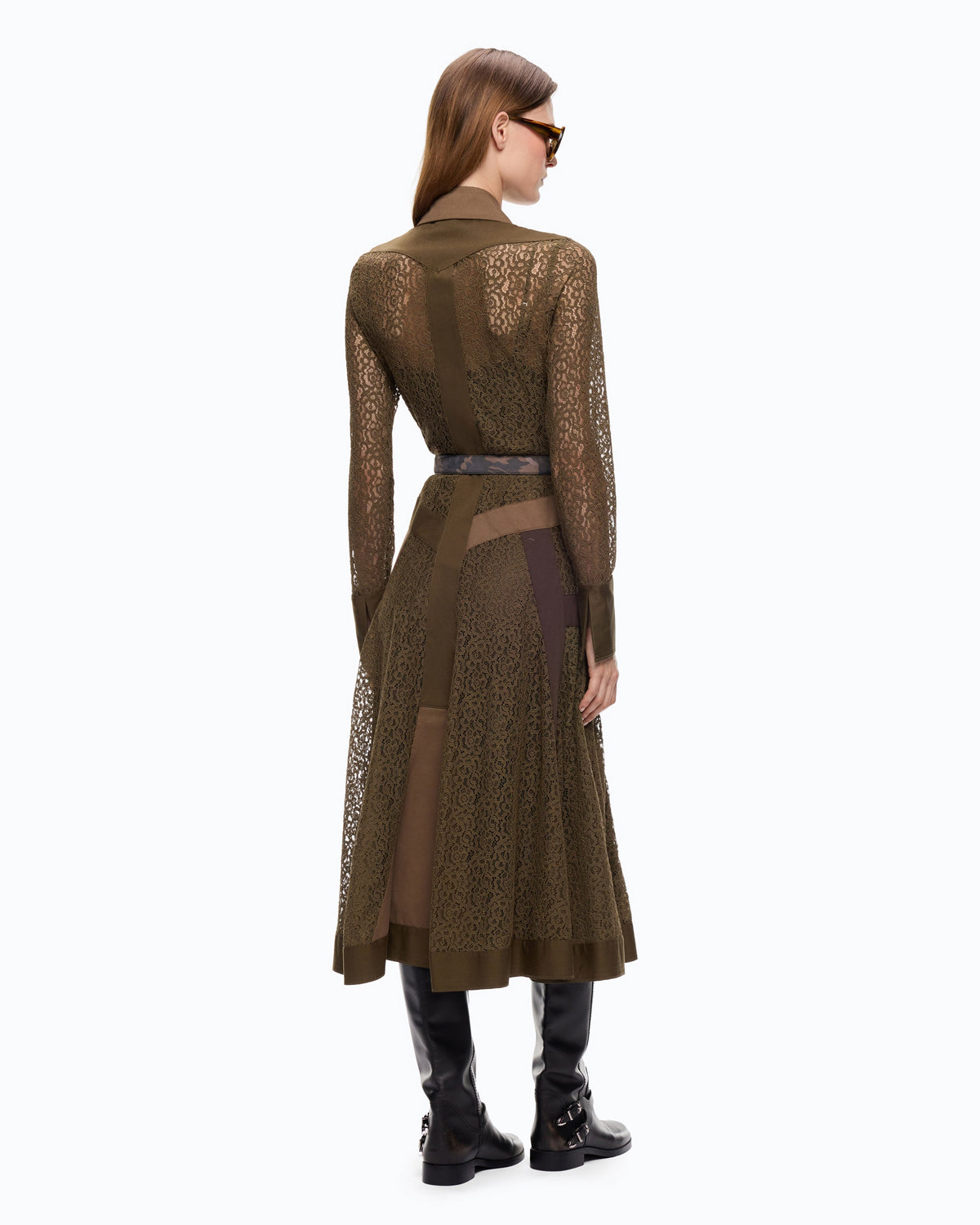Vestido-Camisa Midi em Renda - Pinko