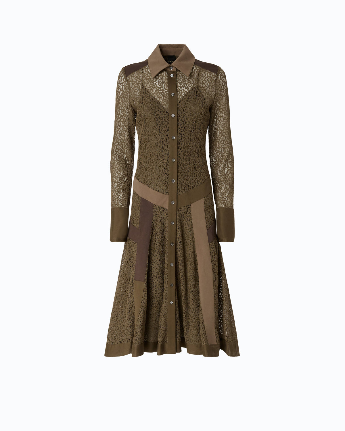 Vestido-Camisa Midi em Renda - Pinko