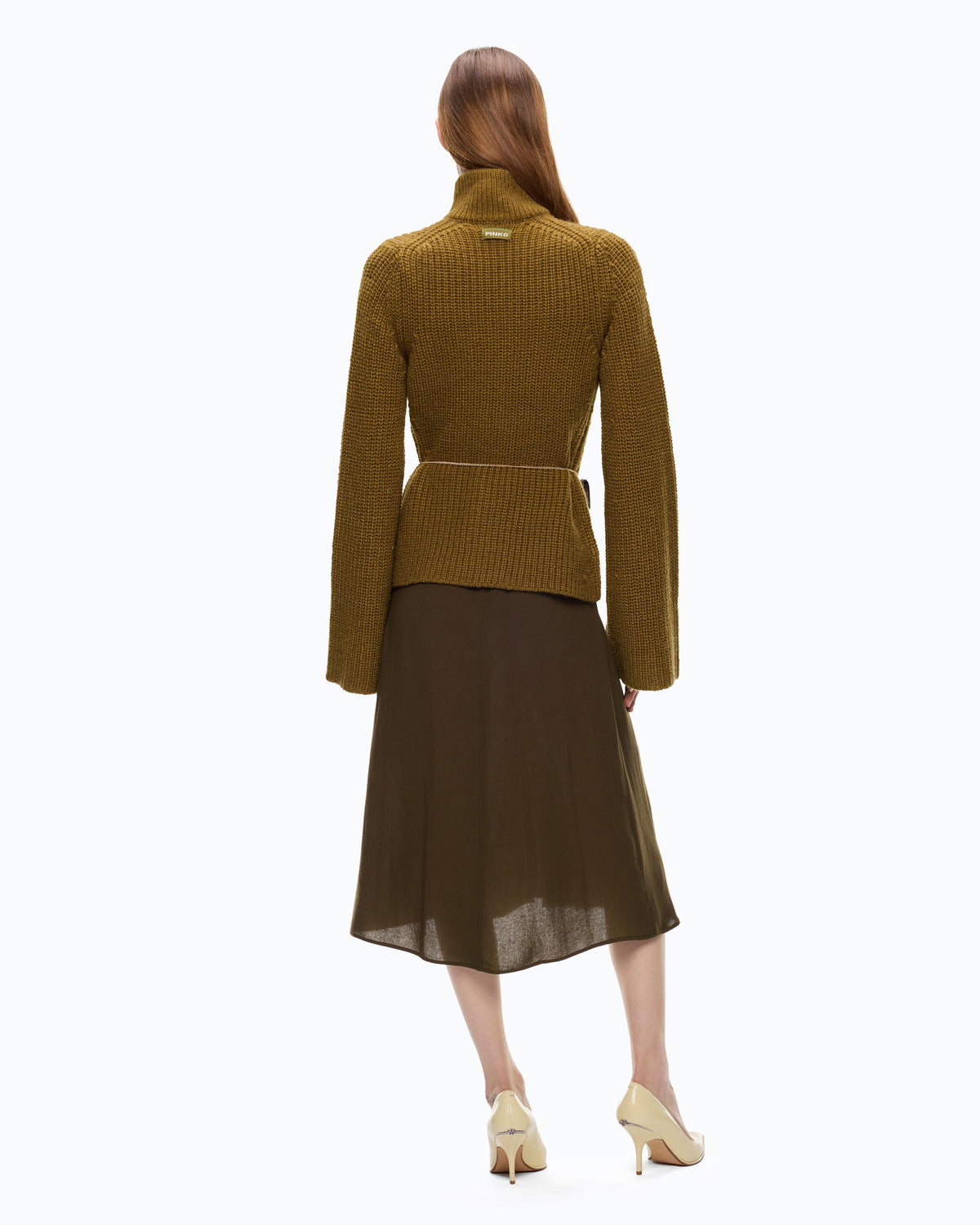 Cardigan Canelado com Bolsos – Pinko - Verde Lizard