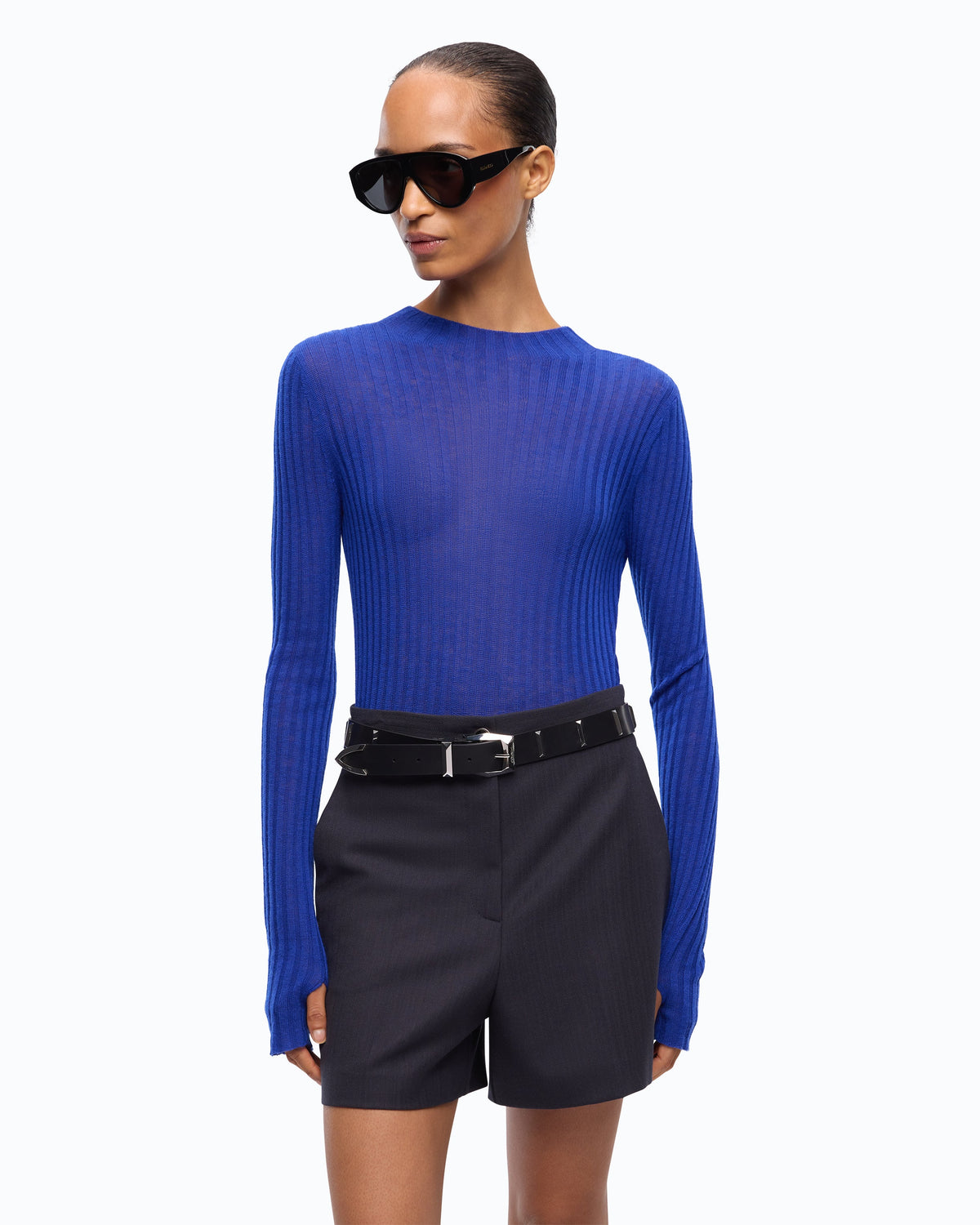 Camisola Canelada Leve Azul Mazzarino – Pinko - Azul Mazzarino