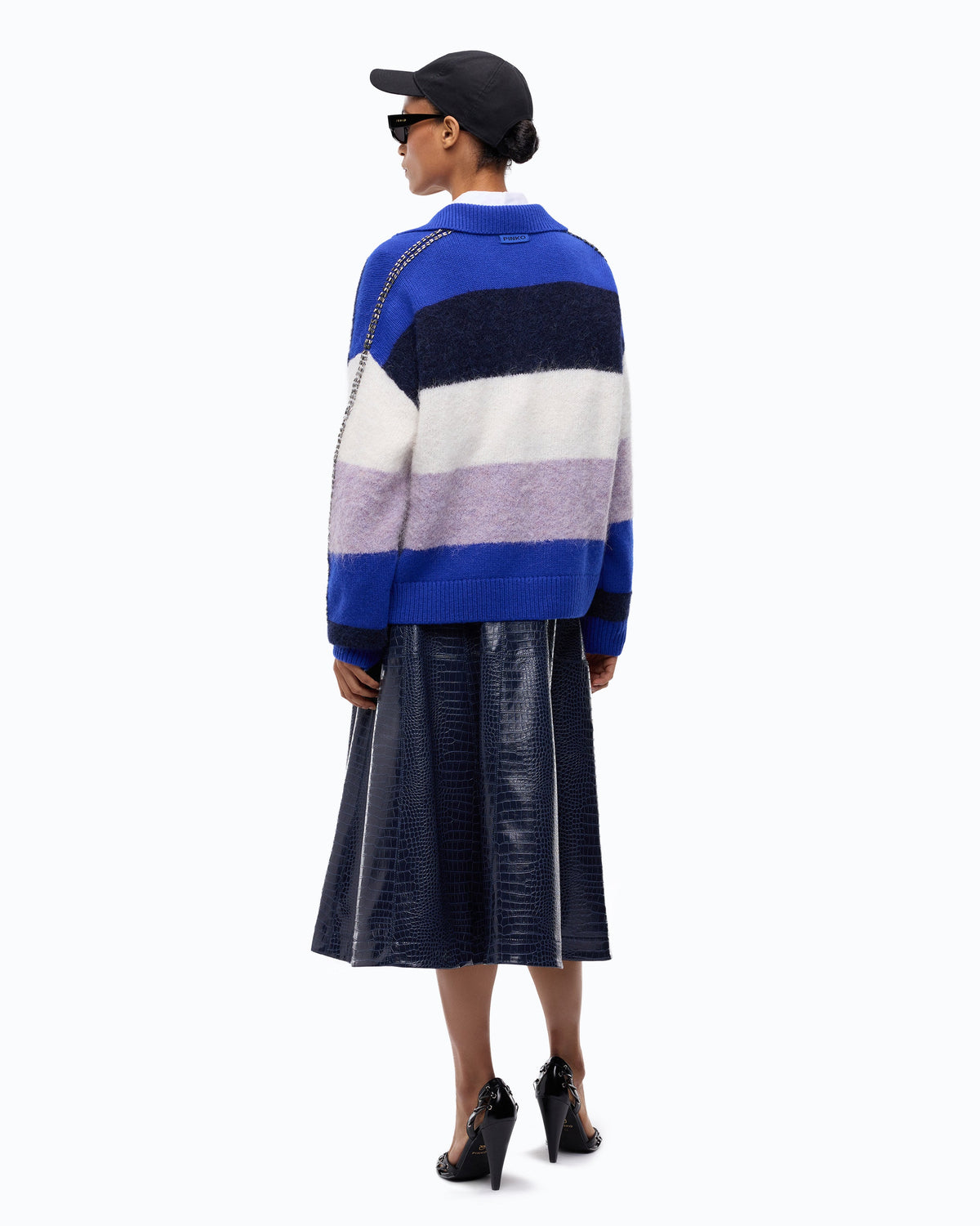 Camisola às Riscas em Mistura de Alpaca Azul e Roxo – Pinko - Azul/Roxo