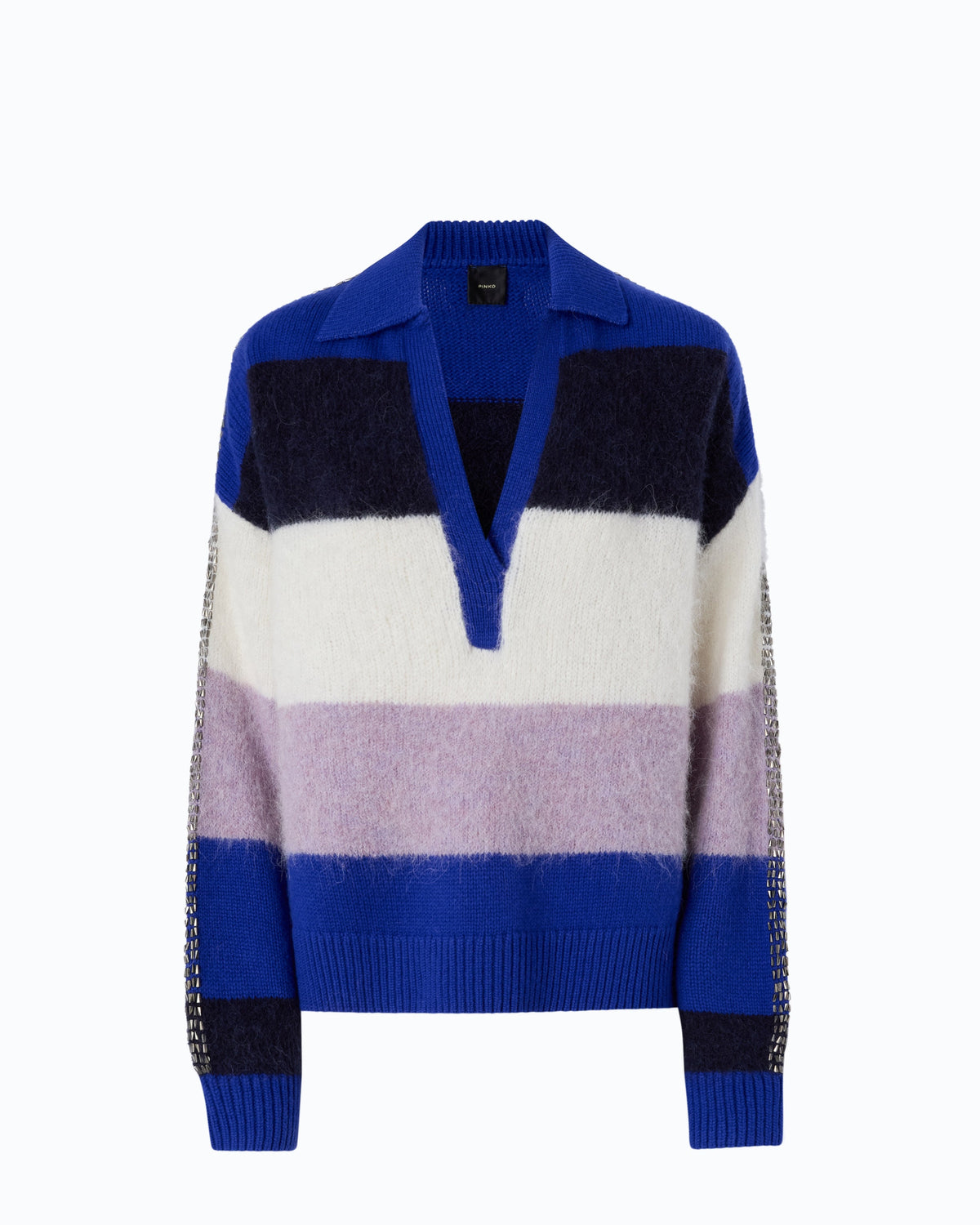 Camisola às Riscas em Mistura de Alpaca Azul e Roxo – Pinko - Azul/Roxo