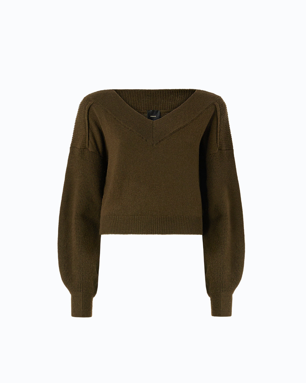 Camisola Cropped em Lã com Mangas Balão – Pinko - Forest Night