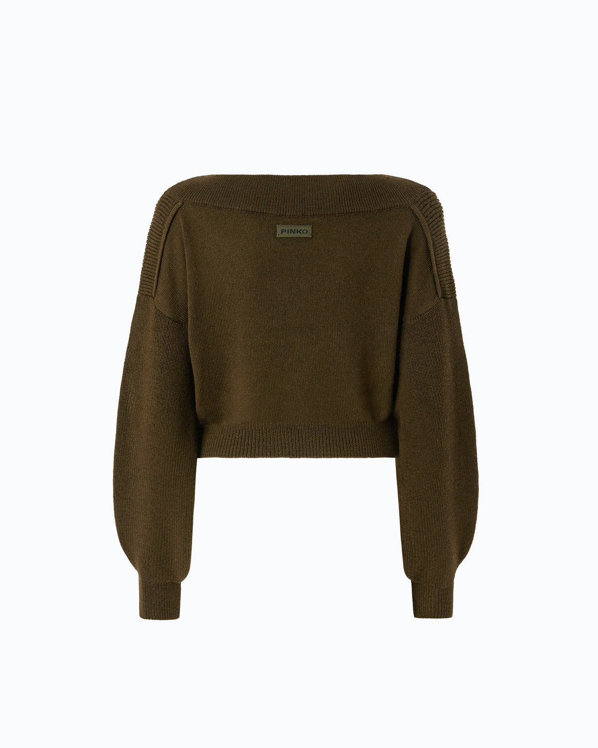 Camisola Cropped em Lã com Mangas Balão – Pinko - Forest Night