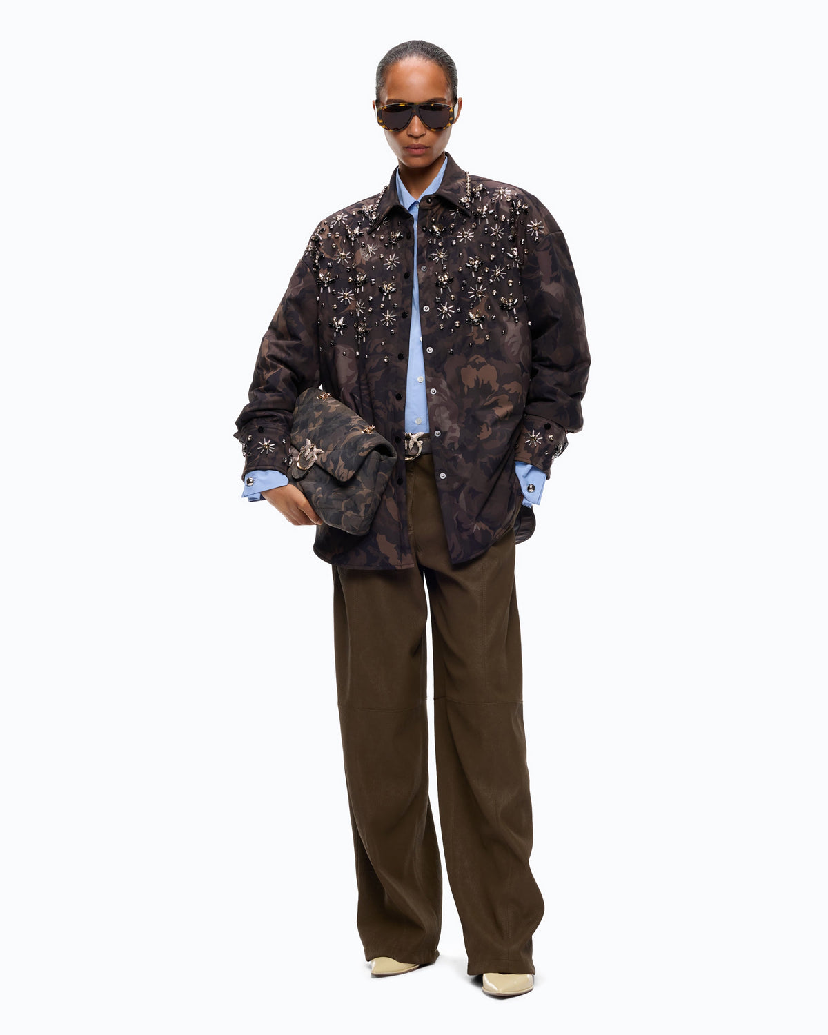 Overshirt Oversized Camuflada com Bordados - Pinko