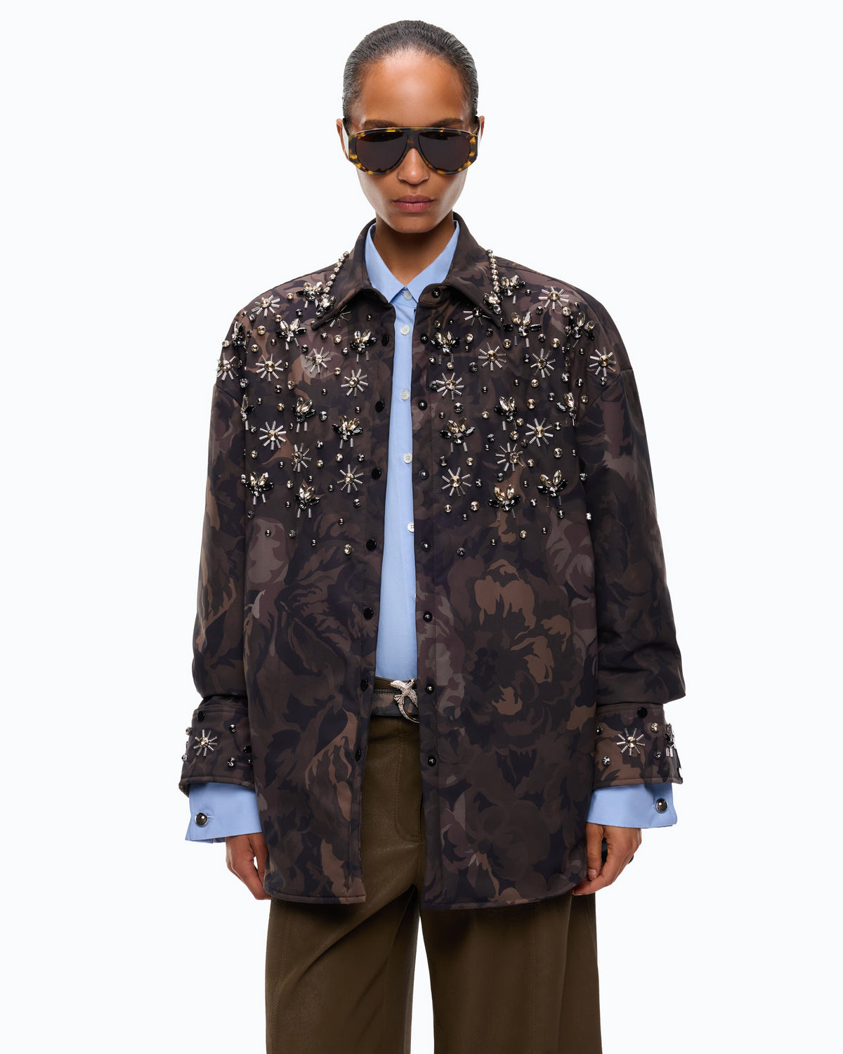 Overshirt Oversized Camuflada com Bordados - Pinko