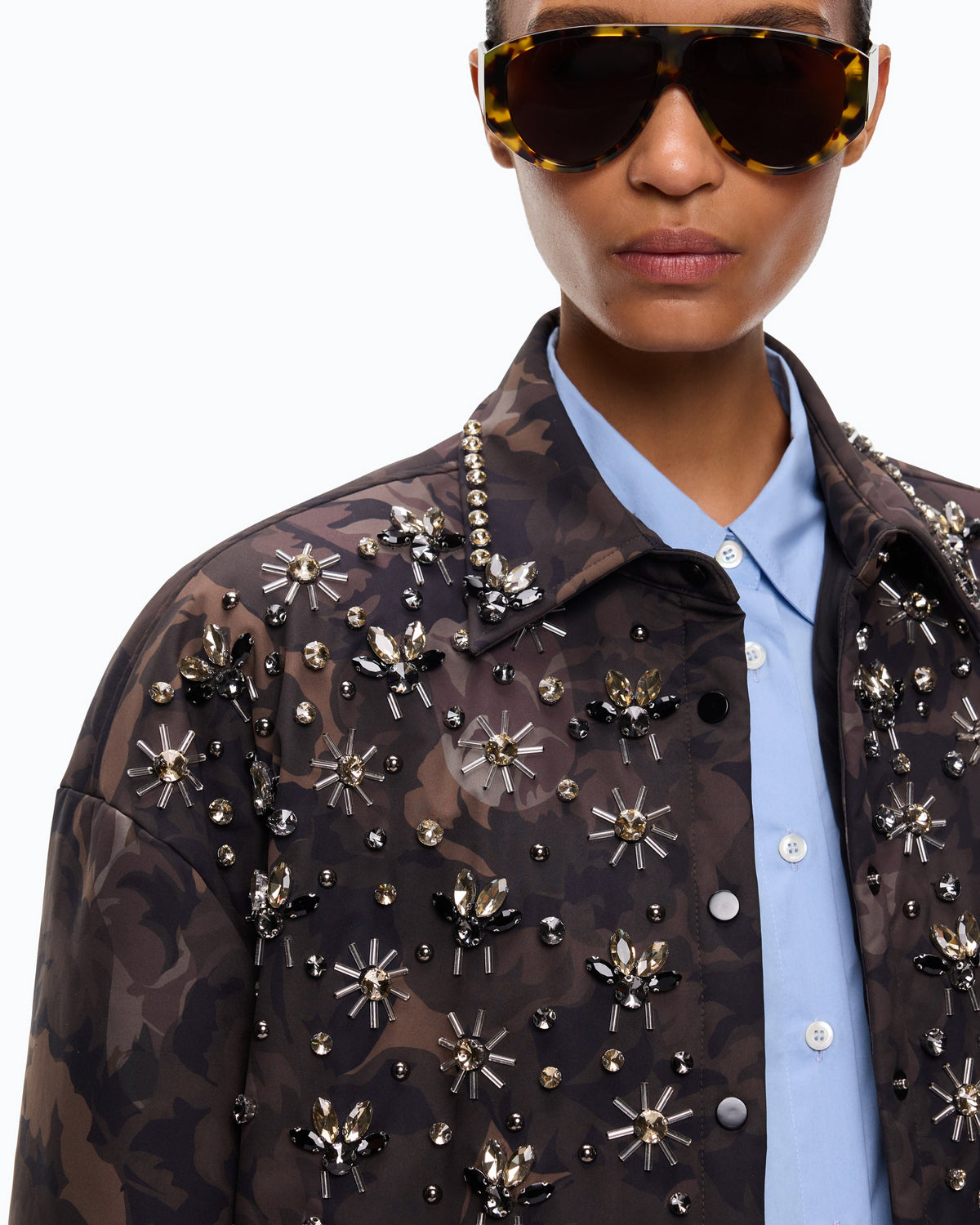Overshirt Oversized Camuflada com Bordados - Pinko