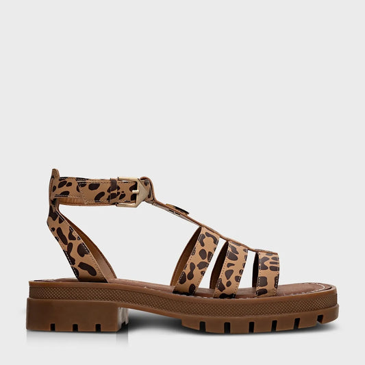 Sandália Gladiadora Animal Print -