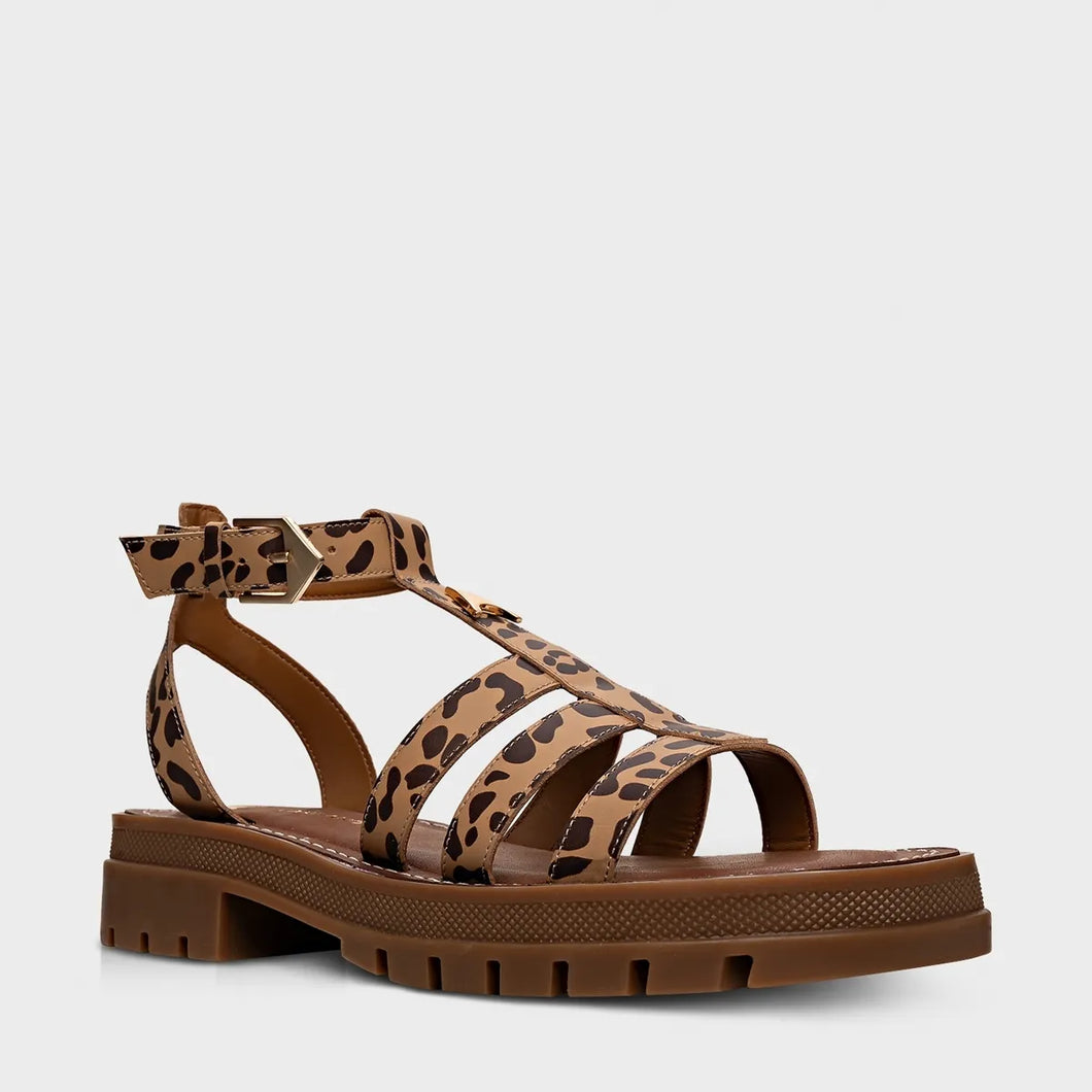 Sandália Gladiadora Animal Print -