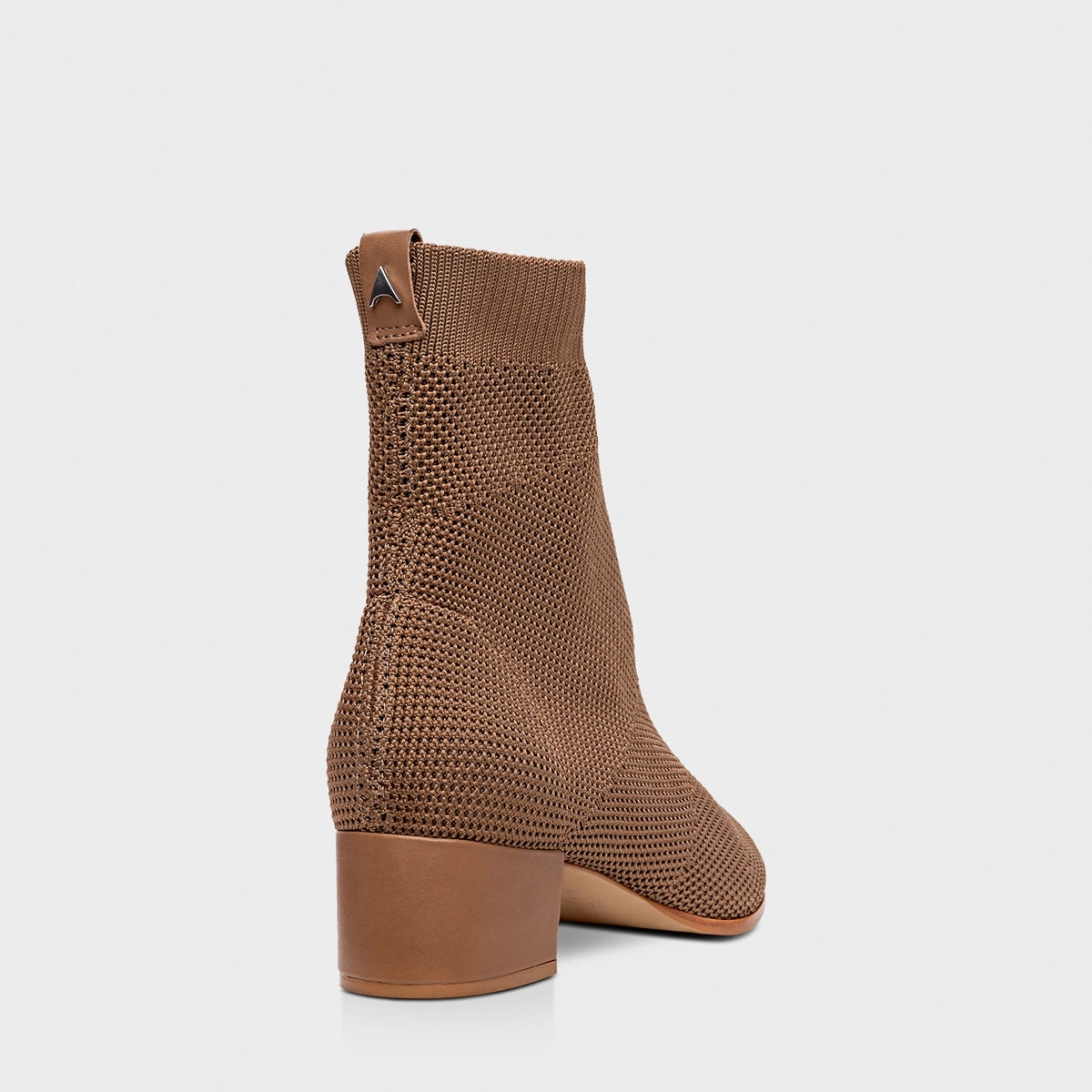 Bota Meia Salto Bloco Knit Marrom Honey - Carrano