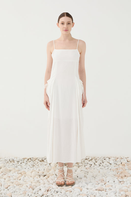 Vestido Midi Fluido com Alças Finas – Eleh
