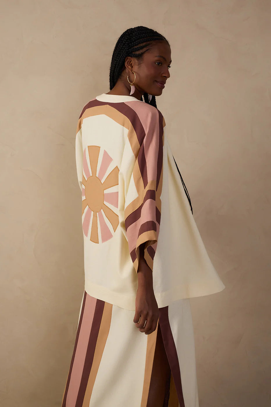 Kimono de Linho Aberto Bordado Multicolorido – Dress To